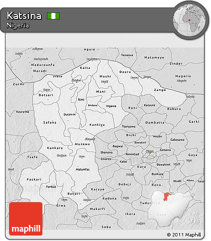Silver Style 3D Map of Katsina