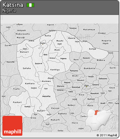 Silver Style 3D Map of Katsina