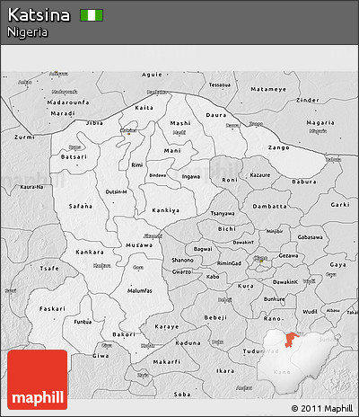 Silver Style 3D Map of Katsina