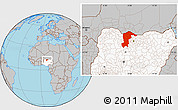 Gray Location Map of Katsina, highlighted country