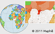 Political Location Map of Katsina, highlighted country