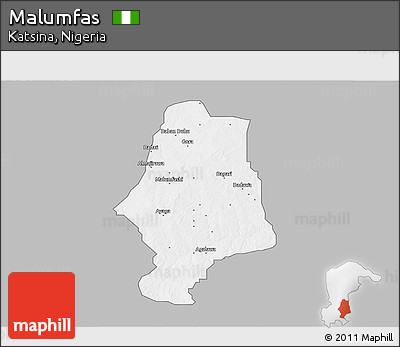 Gray 3D Map of Malumfas, single color outside