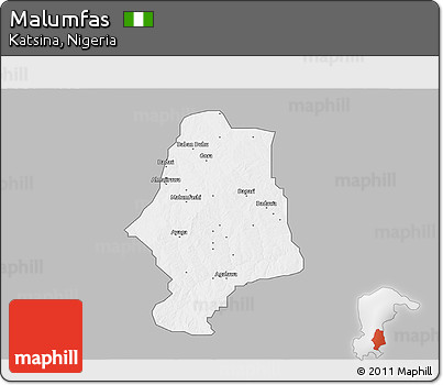 Gray 3D Map of Malumfas, single color outside