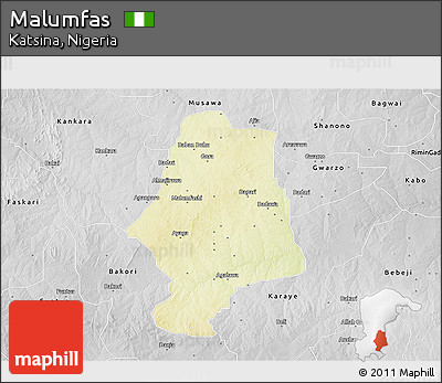 Physical 3D Map of Malumfas, desaturated