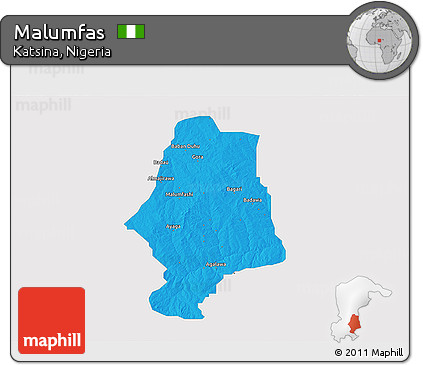 Political 3D Map of Malumfas, single color outside