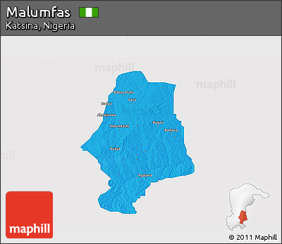 Political 3D Map of Malumfas, single color outside