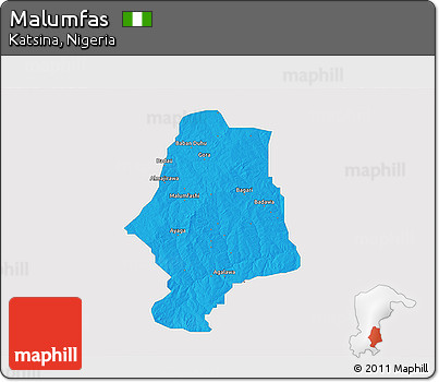 Political 3D Map of Malumfas, single color outside