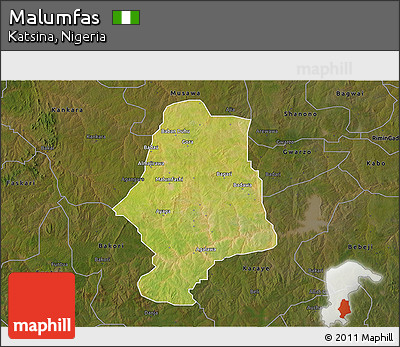Satellite 3D Map of Malumfas, darken