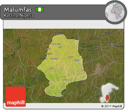 Satellite 3D Map of Malumfas, darken