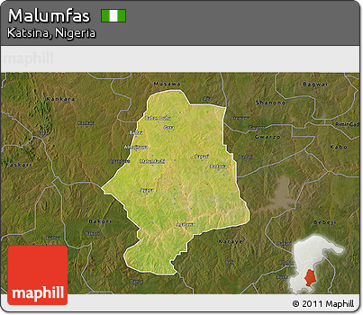 Satellite 3D Map of Malumfas, darken