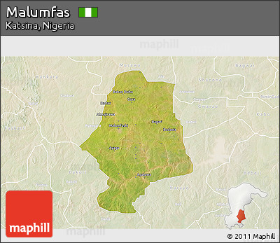 Satellite 3D Map of Malumfas, lighten