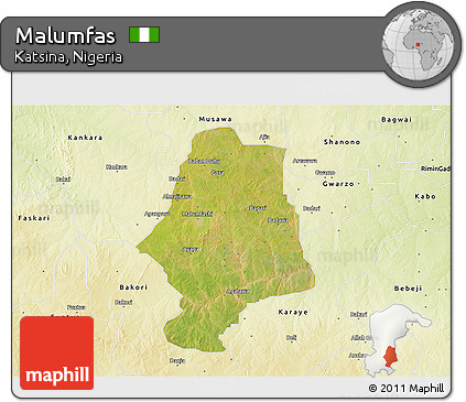 Satellite 3D Map of Malumfas, physical outside