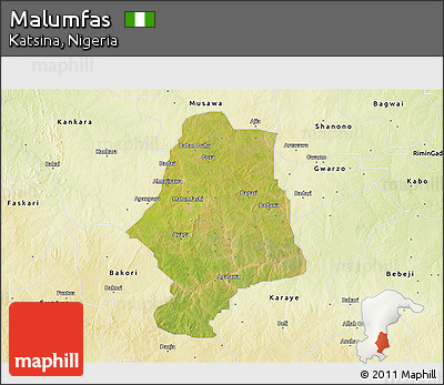 Satellite 3D Map of Malumfas, physical outside