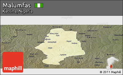 Physical Panoramic Map of Malumfas, darken