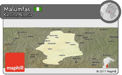 Physical Panoramic Map of Malumfas, darken