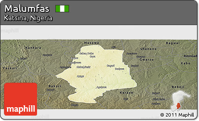 Physical Panoramic Map of Malumfas, darken
