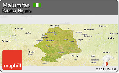 Satellite Panoramic Map of Malumfas, physical outside
