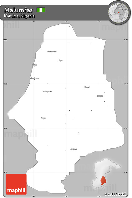 Gray Simple Map of Malumfas, single color outside