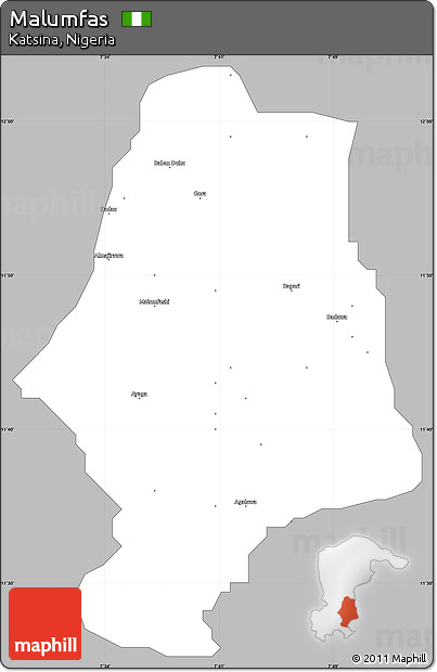 Gray Simple Map of Malumfas, single color outside