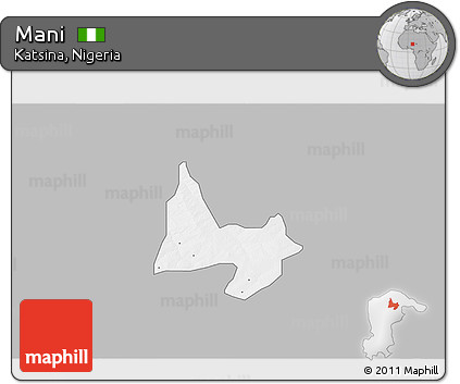 Gray 3D Map of Mani, single color outside