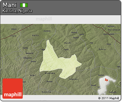 Physical 3D Map of Mani, darken