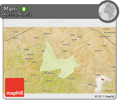 Physical 3D Map of Mani, satellite outside