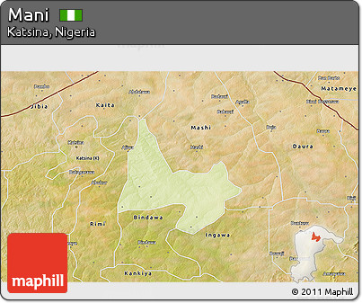 Physical 3D Map of Mani, satellite outside