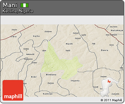 Physical 3D Map of Mani, shaded relief outside