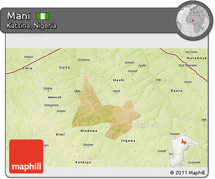Satellite 3D Map of Mani, physical outside