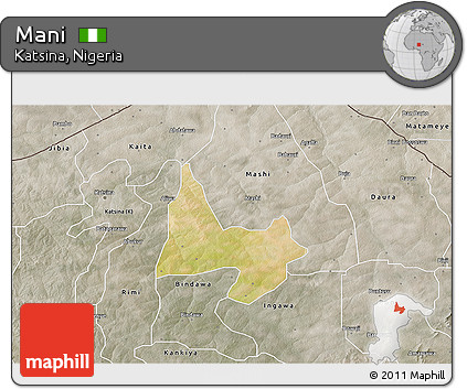 Satellite 3D Map of Mani, semi-desaturated