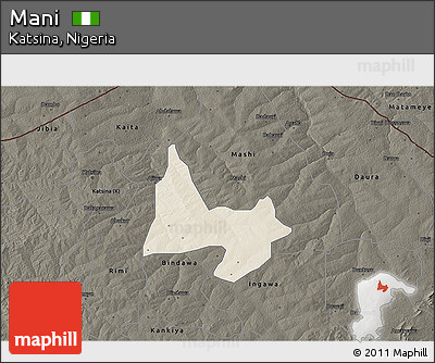 Shaded Relief 3D Map of Mani, darken