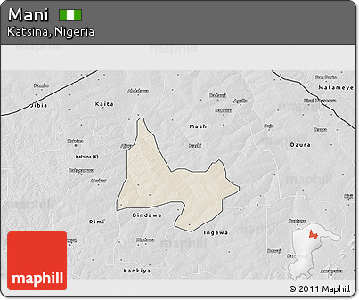 Shaded Relief 3D Map of Mani, desaturated
