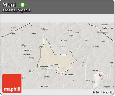 Shaded Relief 3D Map of Mani, semi-desaturated