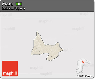 Shaded Relief 3D Map of Mani, single color outside