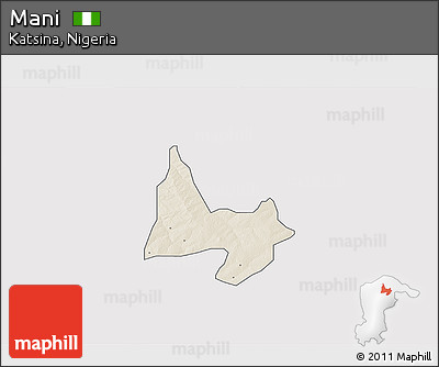 Shaded Relief 3D Map of Mani, single color outside