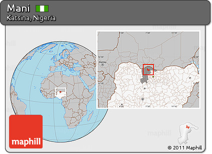 Gray Location Map of Mani, highlighted country, highlighted parent region