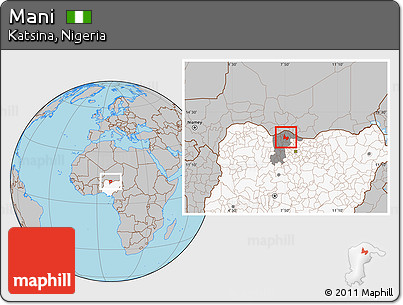 Gray Location Map of Mani, highlighted country, highlighted parent region