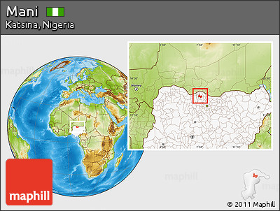 Physical Location Map of Mani, highlighted country