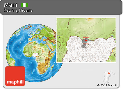 Physical Location Map of Mani, highlighted country, highlighted parent region