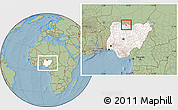 Savanna Style Location Map of Mani, highlighted country, within the entire country, hill shading