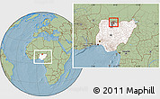Savanna Style Location Map of Mani, highlighted country, highlighted parent region, within the entire country, hill shading