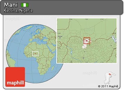 Savanna Style Location Map of Mani, highlighted parent region