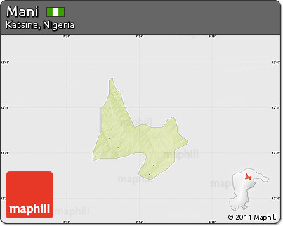 Physical Map of Mani, single color outside