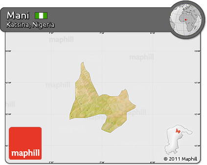 Satellite Map of Mani, single color outside