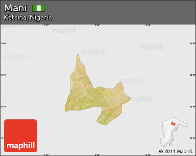 Satellite Map of Mani, single color outside