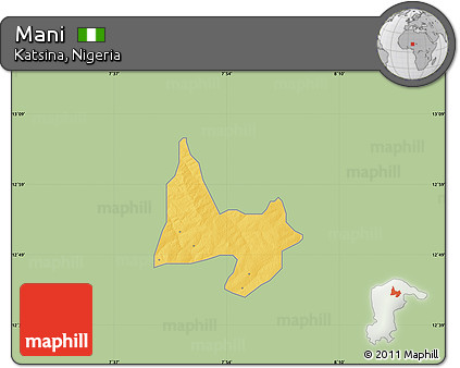 Savanna Style Map of Mani, single color outside