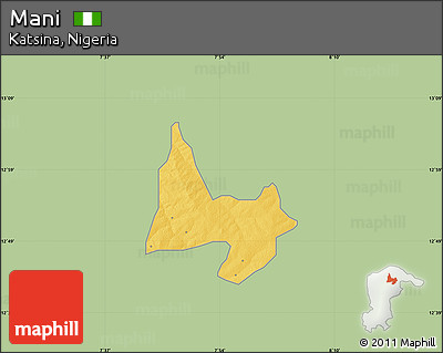 Savanna Style Map of Mani, single color outside
