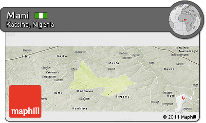 Physical Panoramic Map of Mani, semi-desaturated