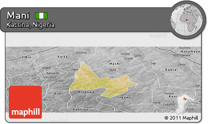 Satellite Panoramic Map of Mani, desaturated