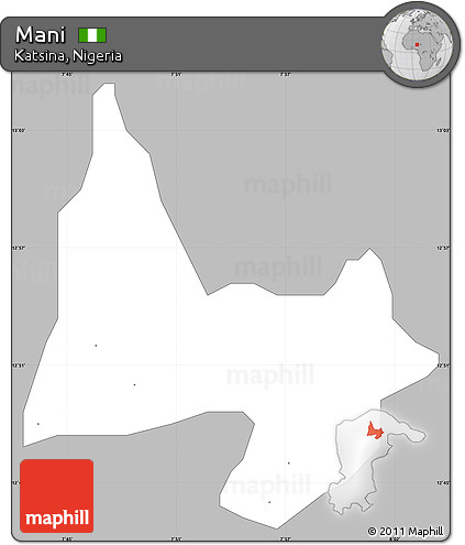 Gray Simple Map of Mani, single color outside